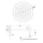 Argent Pallas 230 Overhead Shower with Essential Shower Arm 300mm - Brushed Nickel - Cass Brothers