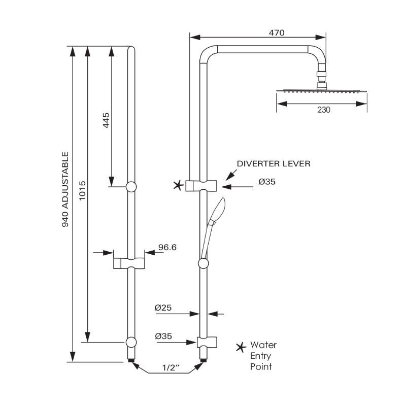 Argent Pallas Shower System - Chrome - Cass Brothers