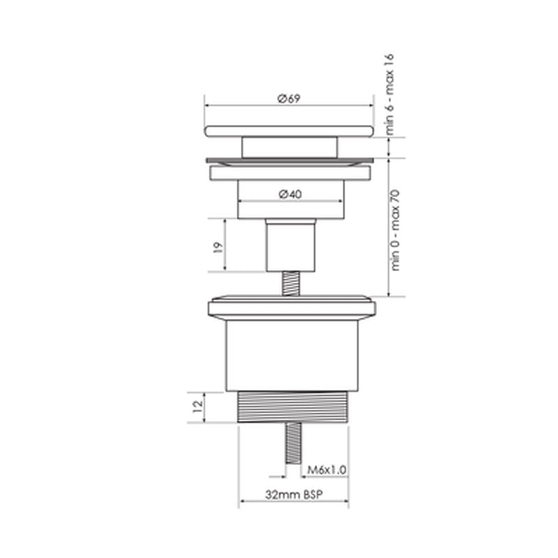 Argent Pop up Waste 32mm 2 piece - White Ceramic - Cass Brothers