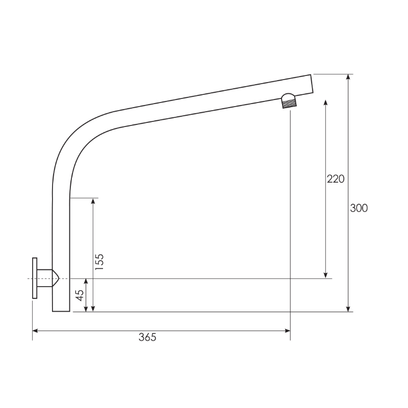 Argent Reach Shower Arm with Square Flange - Chrome - Cass Brothers