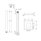 Argent Square Ceiling Dropper Arm with Square Flange 300mm - Chrome - Cass Brothers