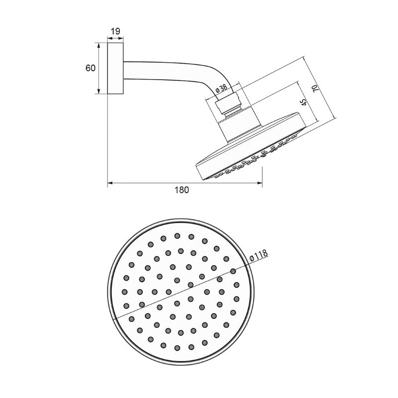 Argent Studio Classic 120 Overhead Shower with Essential Shower Arm - Chrome - Cass Brothers