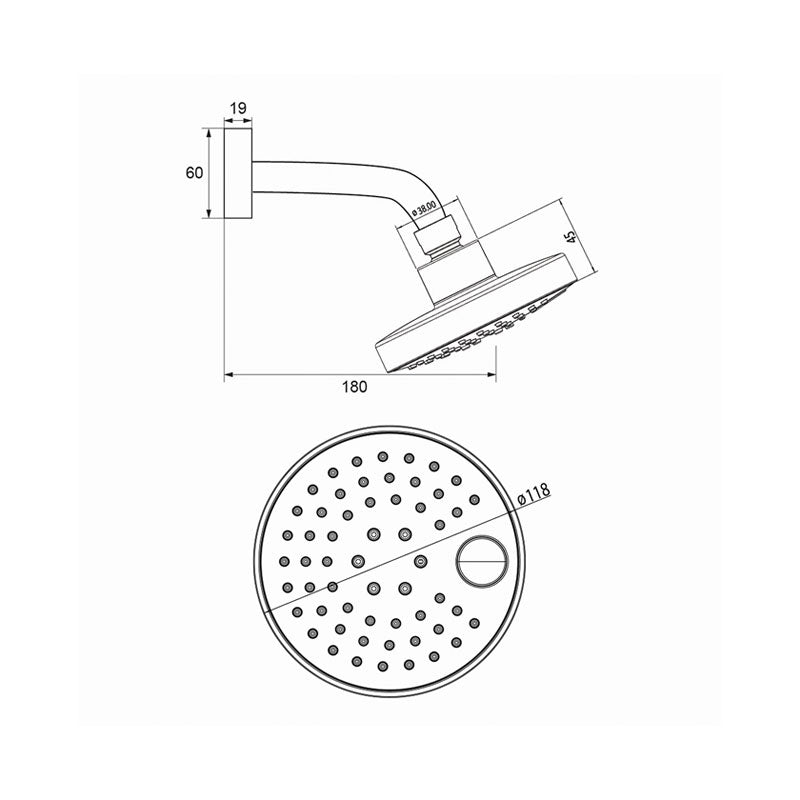 Argent Studio Trio 120 Overhead Shower On 150 Wall Arm - Chrome - Cass Brothers