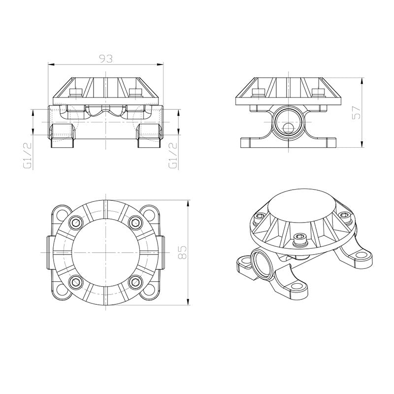 Argent Universal Floor Mounted Bath Filler Body - Cass Brothers