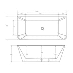 Argent Vista 1700mm Back To Wall Acrylic Freestanding Bath With Overflow - Gloss White - Cass Brothers