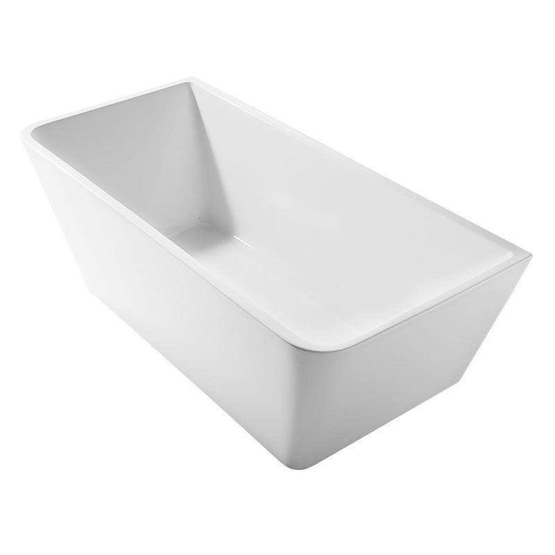 Argent Vista 1700mm Back To Wall Acrylic Freestanding Bath With Overflow - Gloss White - Cass Brothers