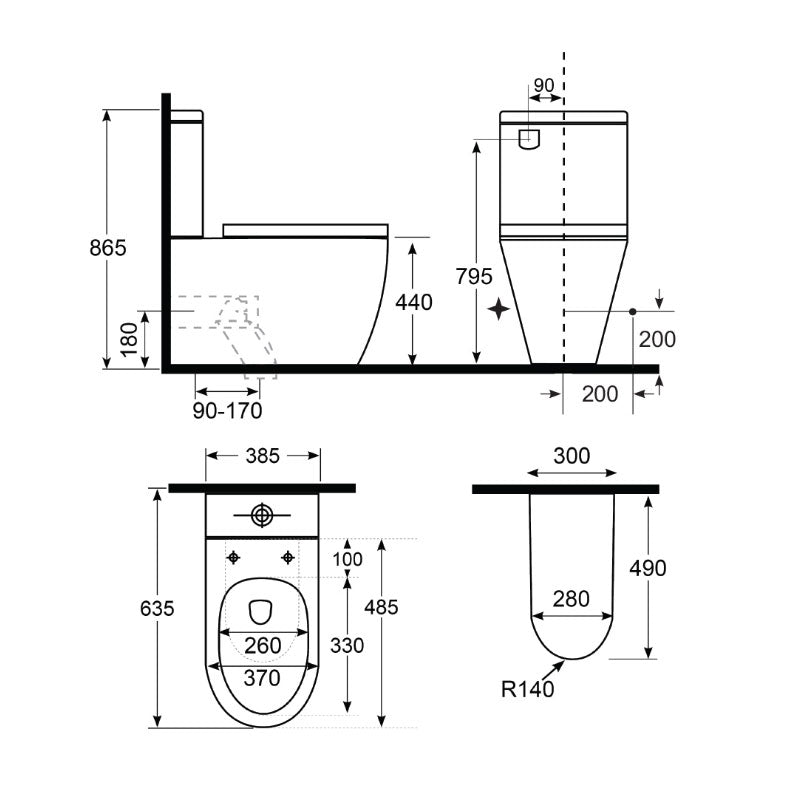 Argent Vista BTW Hygienic Flush Toilet Suite - Cass Brothers