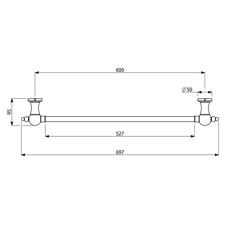 Armando Vicario Provincial 600mm Towel Rail - Bronze - Cass Brothers