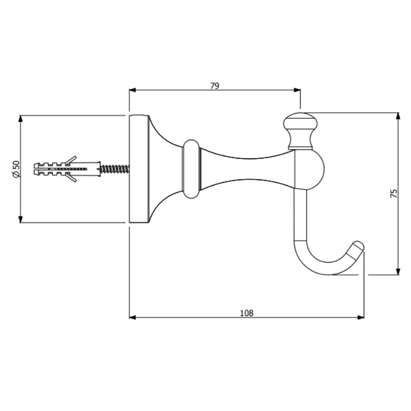 Armando Vicario Provincial Robe Hook - Chrome - Cass Brothers