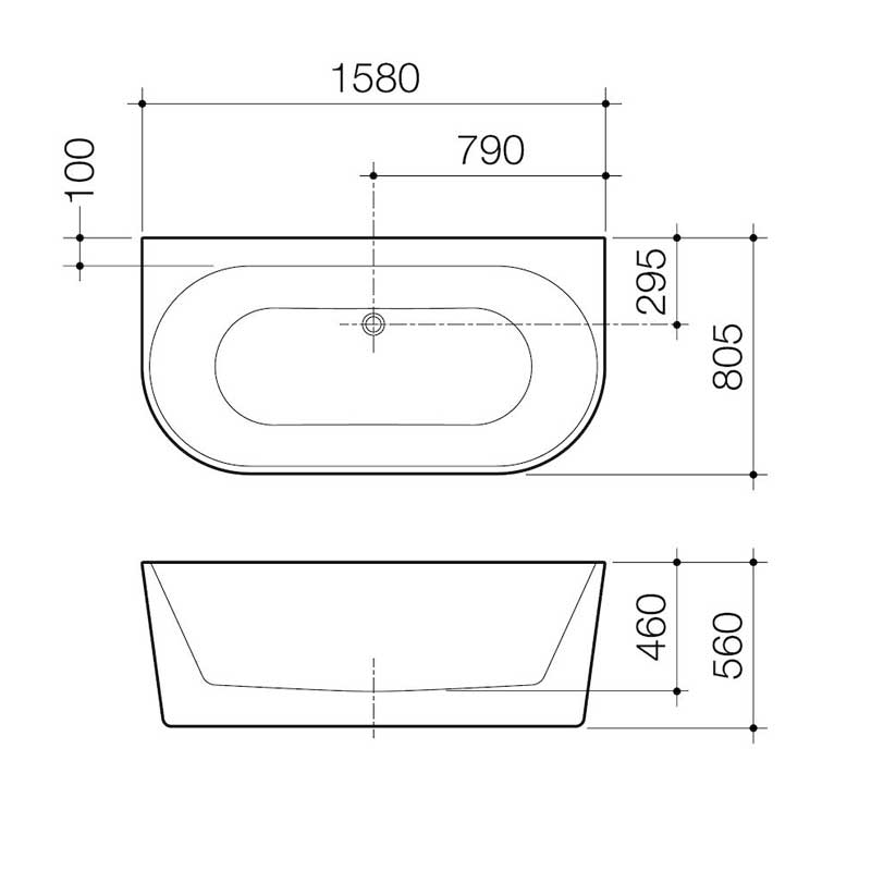 Caroma Urbane II 1600 Back to Wall Freestanding Bath Specification