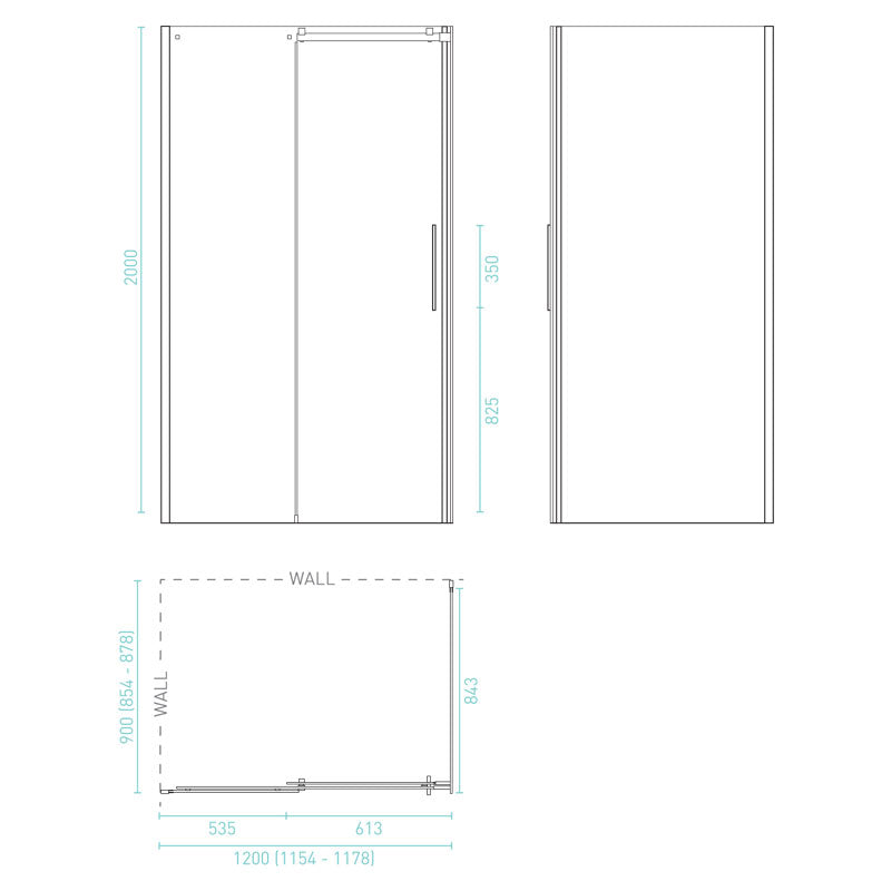 Decina Avalon Frameless Shower Screen System - Rear Outlet Specification