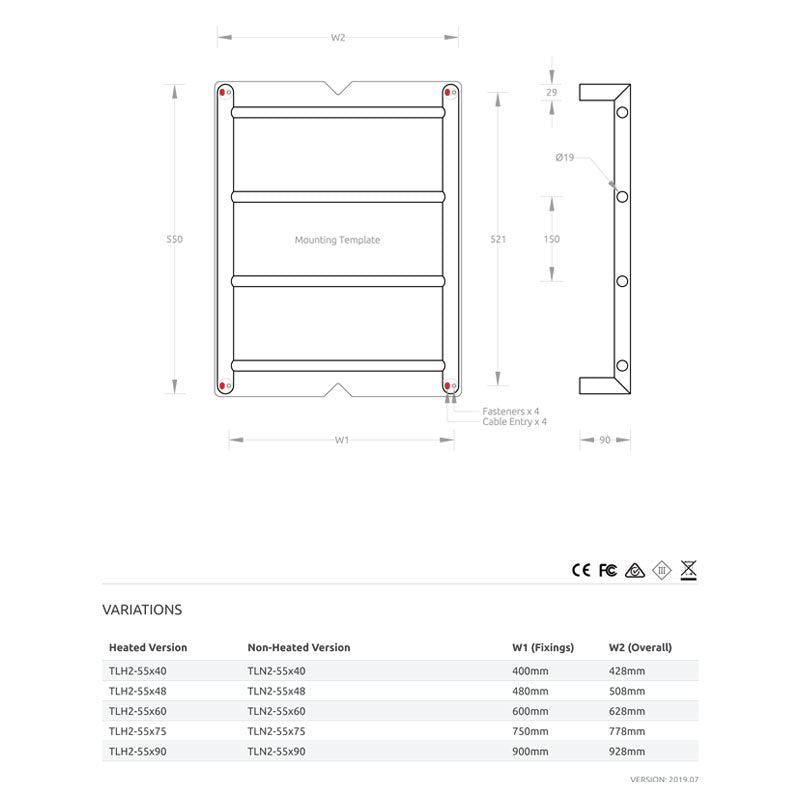 Avenir Abask Heated Towel Ladder - 55x90cm - Cass Brothers