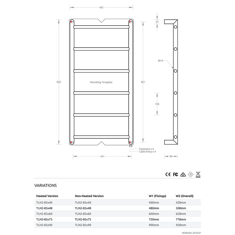 Avenir Abask Heated Towel Ladder - 85x60cm - Cass Brothers
