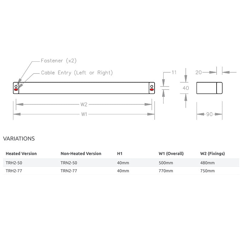 Avenir Curv Heated Towel Rail - 77cm - Cass Brothers