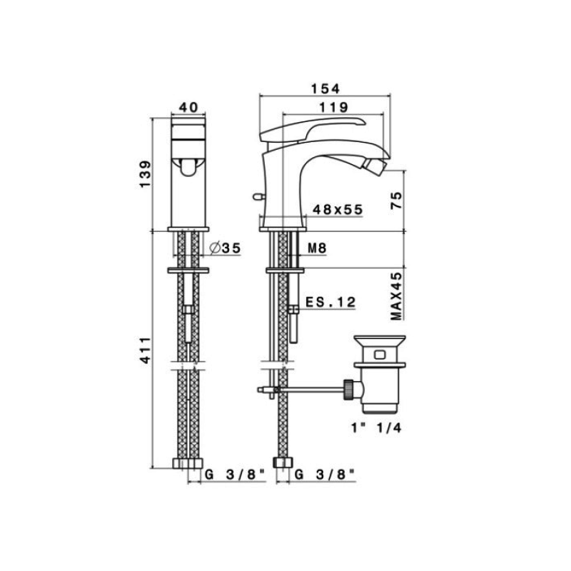 Newform X-Sense Crystal Bidet Mixer