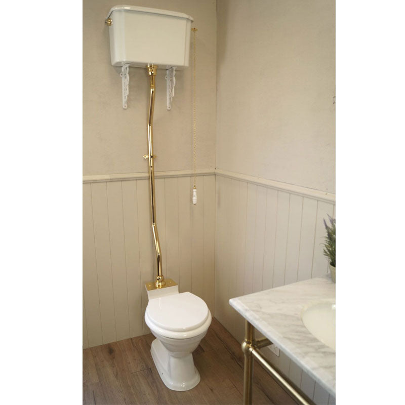 Turner Hastings Birmingham Toilet with High Level Cistern & White Toilet Seat