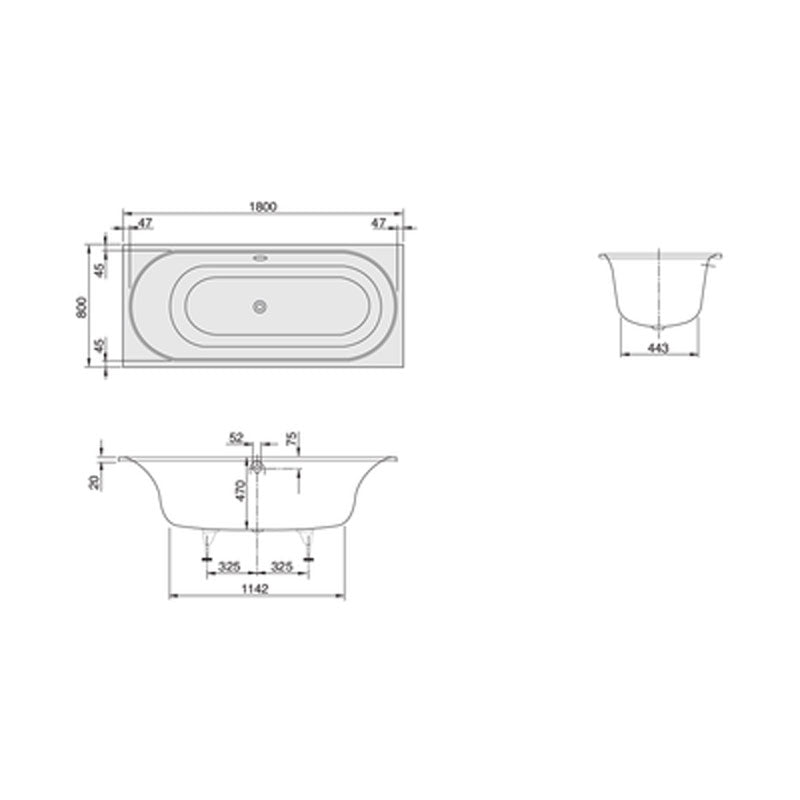 Villeroy & Boch Cetus Bath 1800mm specifications