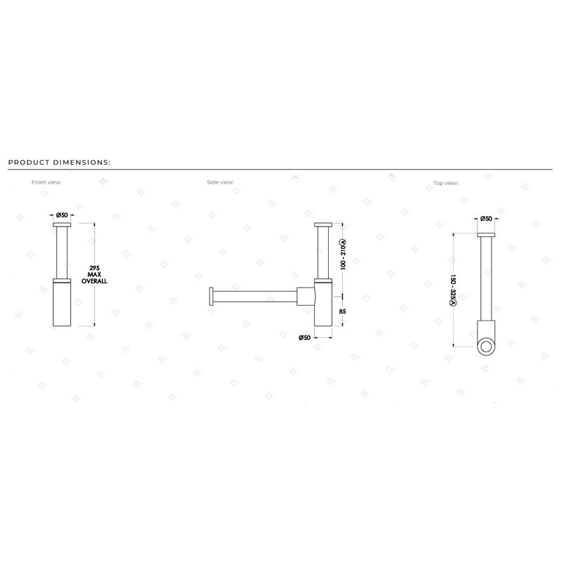 Brodware Bottle Trap with 32mm-40mm PVC Adaptor Chrome Specification