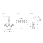 Brodware Winslow Basin Mixer Chrome - Cross Handle 1.8104.02.2.01 Specification