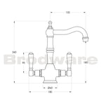Brodware Winslow Basin Mixer Chrome - Metal Lever 1.8104.02.3.G1 Specification