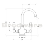 Brodware Winslow Basin Mixer Chrome - Metal Lever 1.8104.00.3.G1 Specification
