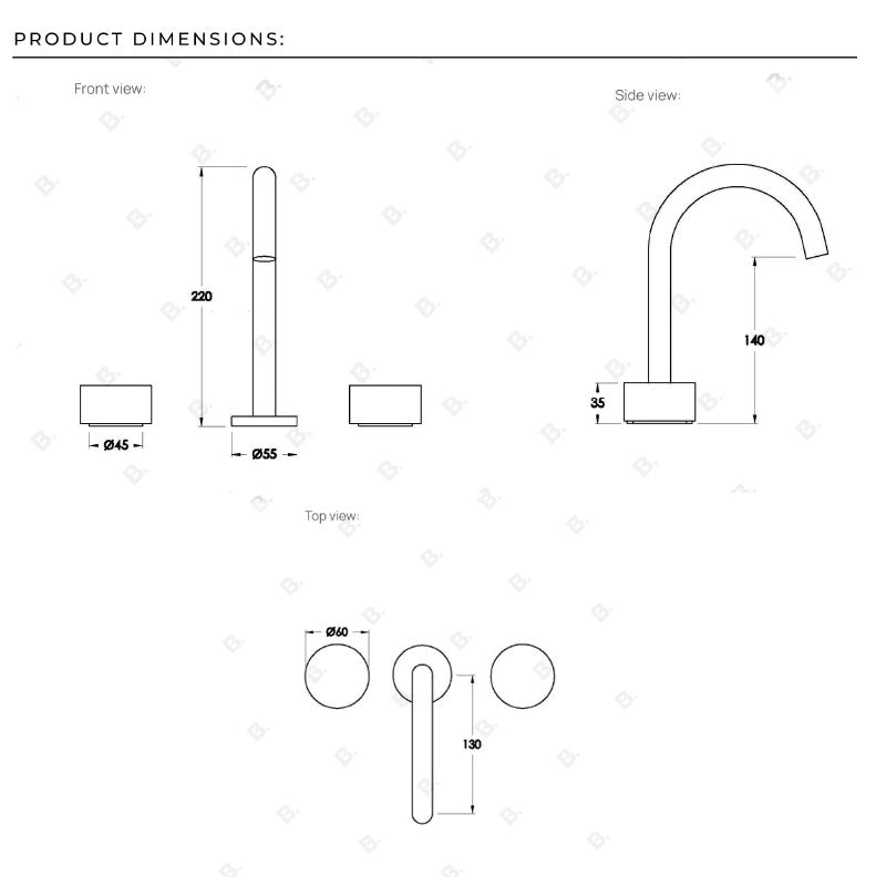 Brodware Halo Marble Basin Set with Swivel Spout specifications