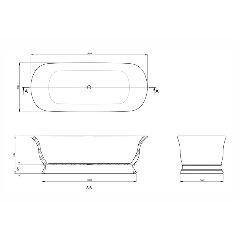 Turner Hastings Cambridge 174 TitanCast Bath - Satin Silk White Specification
