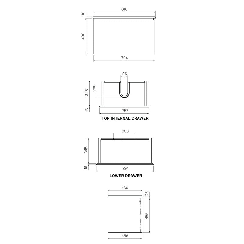 Forty Five 800 Wall Mounted Cabinet with Jazz Bianco Straight Marble Top Specifications