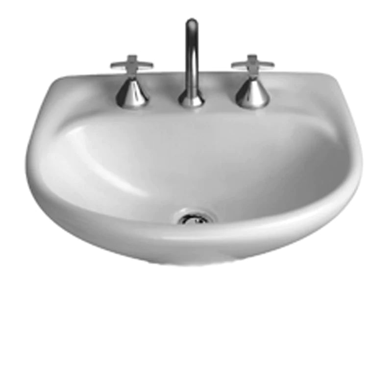 Caroma Caravelle Wall Basin - 3 Tap Holes - Gloss White