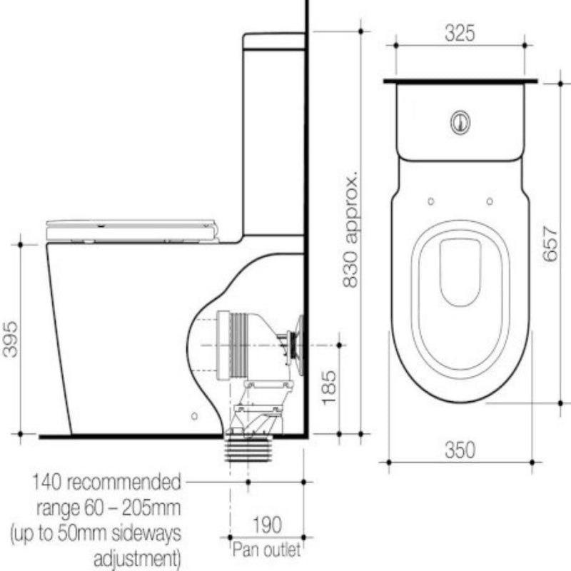 Caroma Liano CleanFlush® Wall Faced Close Coupled Back Entry Toilet Suite