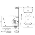 Caroma Luna Square Cleanflush Wall Faced Toilet Suite - Bottom Inlet specifications