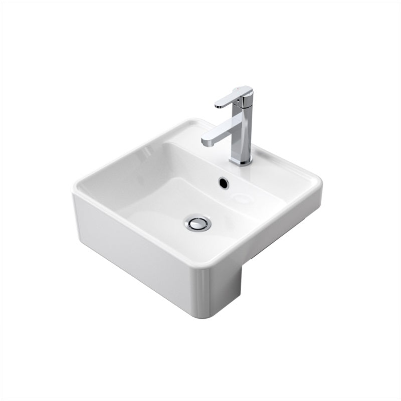 Caroma Carboni II Semi Recessed Basin - 1 Tap Hole - Gloss White