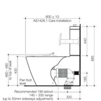 Caroma Care 800 Cleanflush BTW 4S Suite Cvelle SF A/Grey Seat and Back Rest Specification