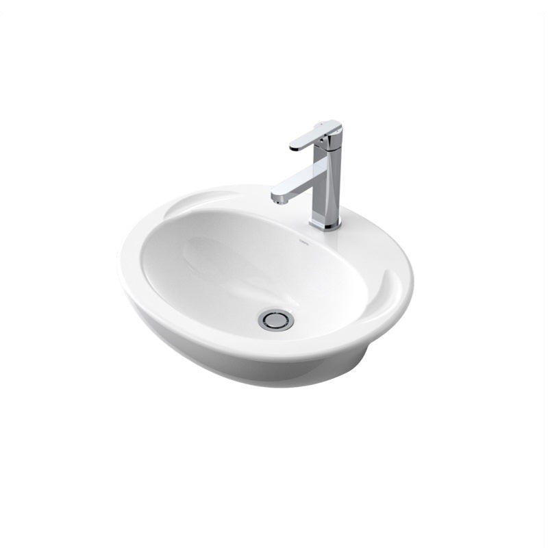 Caroma Concorde 500 Semi Recessed Basin - 1 Tap Hole - Gloss White