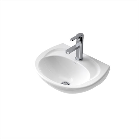 Caroma Concorde Wall Basin - 1 Tap Hole - Gloss White