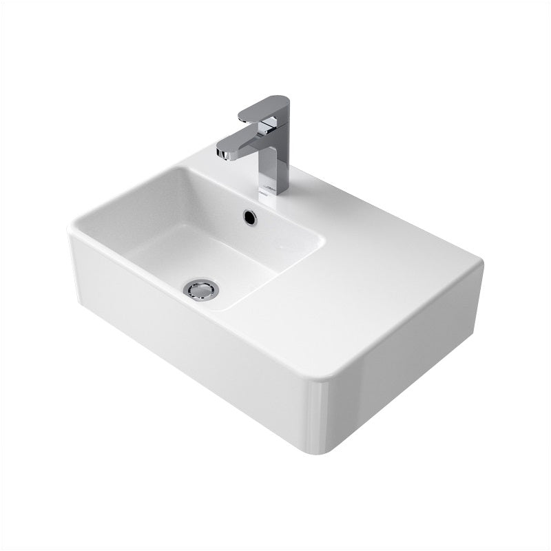 Caroma Cube Extension Basin - Left Hand Shelf - Gloss White