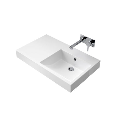 Caroma Liano Nexus 750 Wall Basin Left Hand Shelf - No Tap Hole - Gloss White