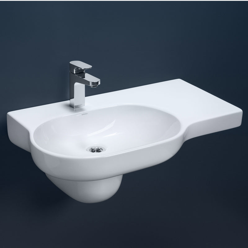 Caroma Opal 720 Basin - 1 Tap Hole - Left Hand Shelf - Gloss White