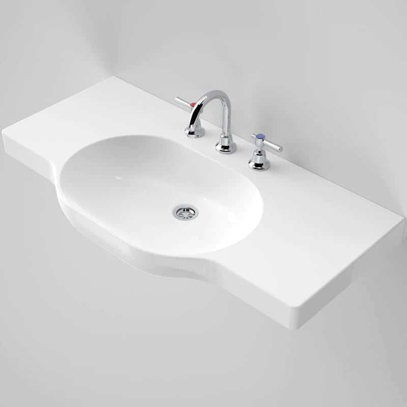 Caroma Opal 900 Twin Wall Basin - 3 Tap Holes - Gloss White - 632530W