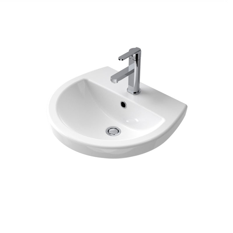 Caroma Cosmo Wall Basin - 1 Tap Hole - Gloss White