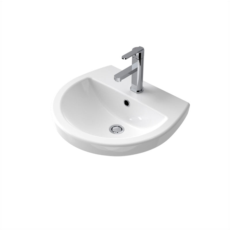 Caroma Cosmo Wall Basin - 1 Tap Hole - Gloss White