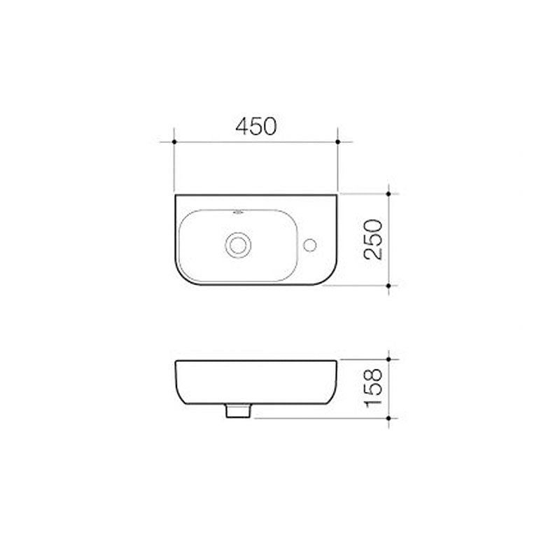 Caroma Luna Wall Hung Handwash Basin - 1TH Specification