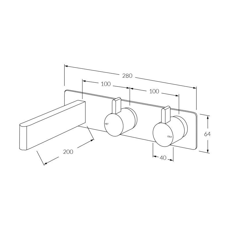 Sussex Calibre Wall Bath Hostess System 200mm Chrome Specification