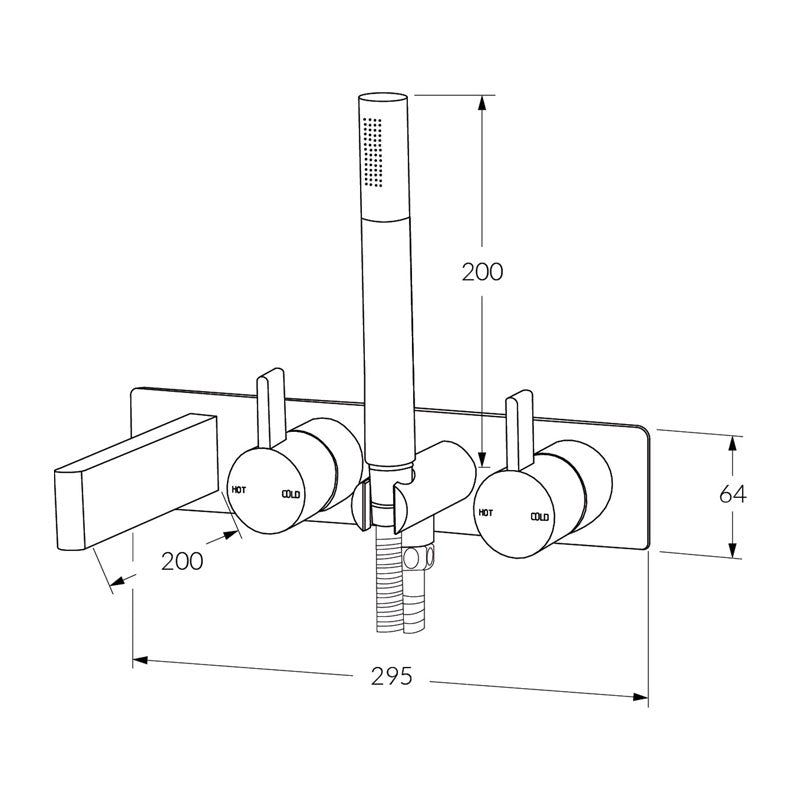 Sussex Calibre Bath Mixer System 200mm Chrome Specification