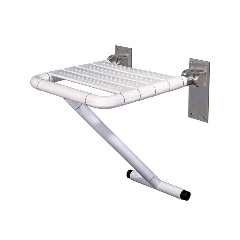 Gentec COMCARE Anti-Microbial Non Slip 400mm Fold Down Shower Seat with Support Leg