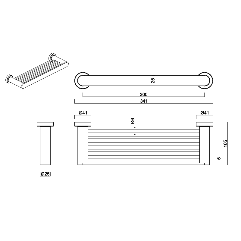 Gareth Ashton Premium Shelf 300mm - Black