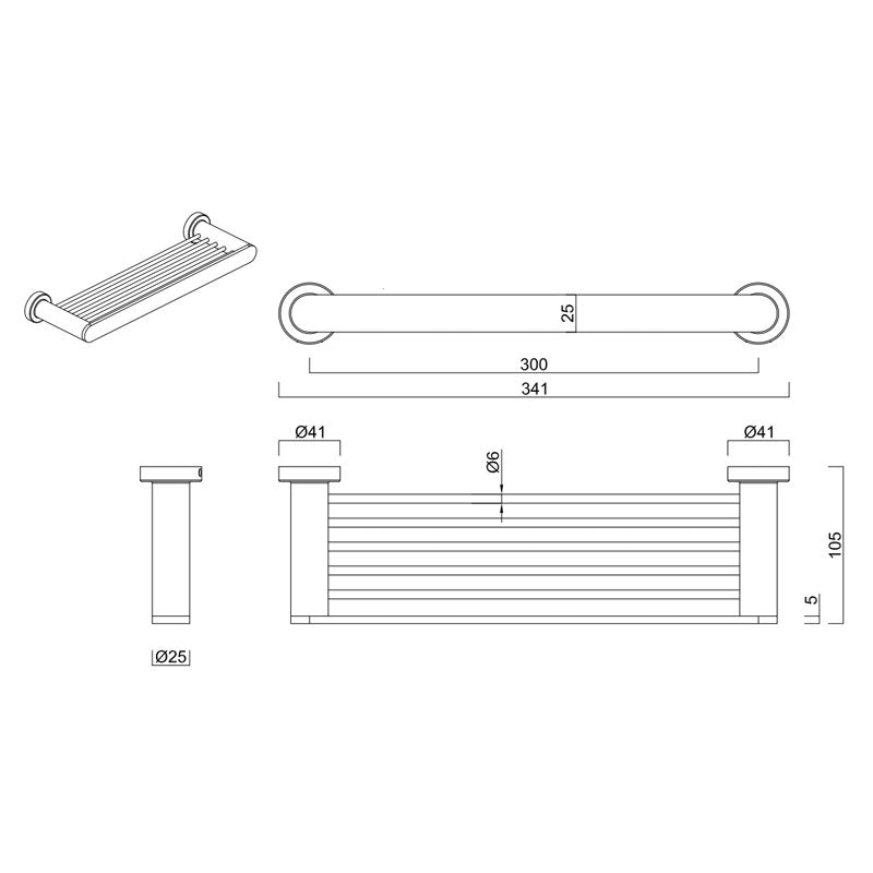 Gareth Ashton Premium Shelf 300mm - Chrome Specifications
