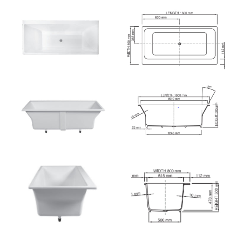 Dadoquartz - Charles 1600 Freestanding Bath - Satin