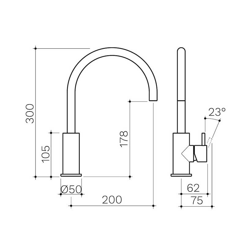 Clark Round Pin Sink Mixer Chrome Specification