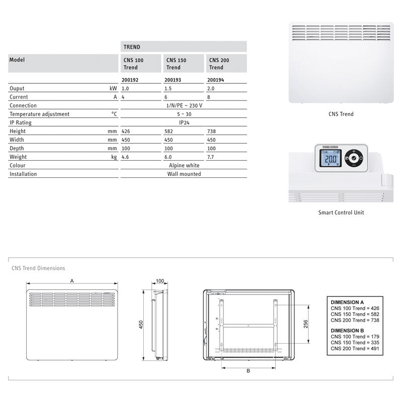 Stiebel Eltron CNS 100 Trend Convection Electric Panel Heater Specification